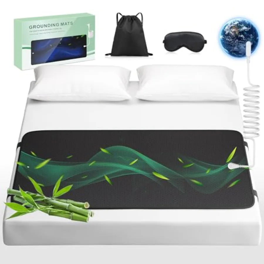 

Grounding Mat for Bed with Leather Improve Sleep Relieve Stress and Pain Anti-Slip and Eco-Friendly PU Leather Includes Groundi