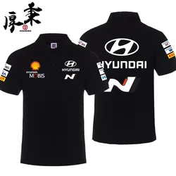 T-shirt de moto à manches courtes pour hommes et femmes, polo décontracté, revers pour H-Hyundais, demi-manches, tout match, été, nouveau