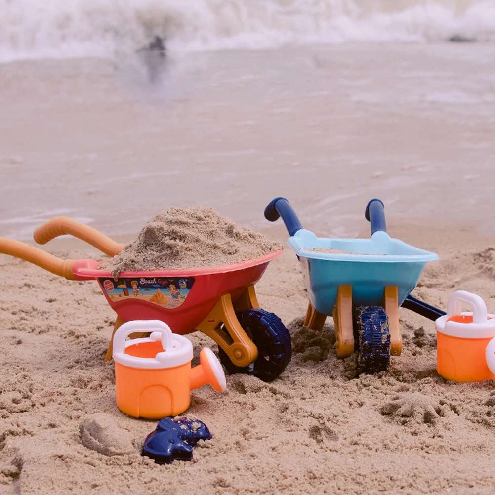 6 stücke Kinder Strand Spielzeug Kinder Schubkarre Sommer Outdoor Strand Spielzeug Meer Spielzeug Kunststoff Kinder Spielzeug Zubehör Farbe Zufällig