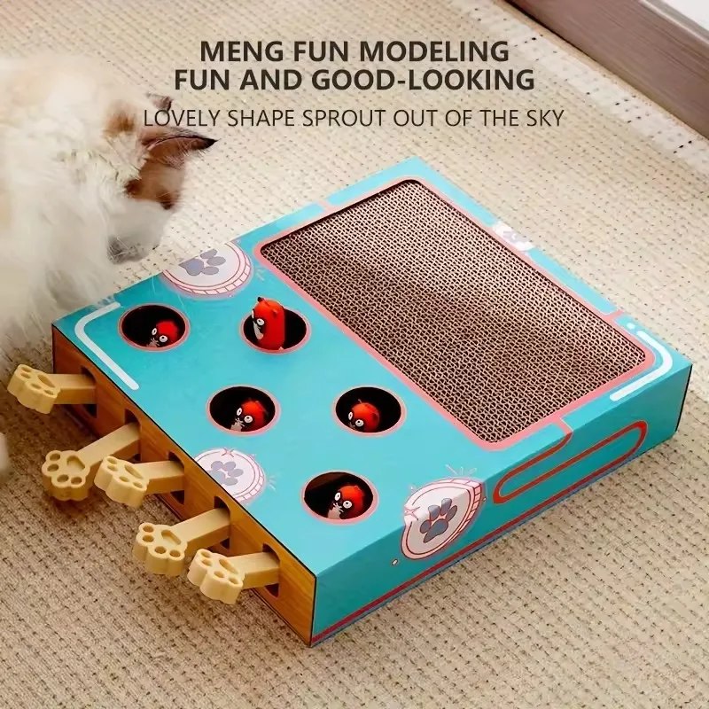 Pop-Up Game Cat Scratcher - Interactive Corrugated Cardboard Toy for Cats, Multi-Functional Play and Exercise Accessory