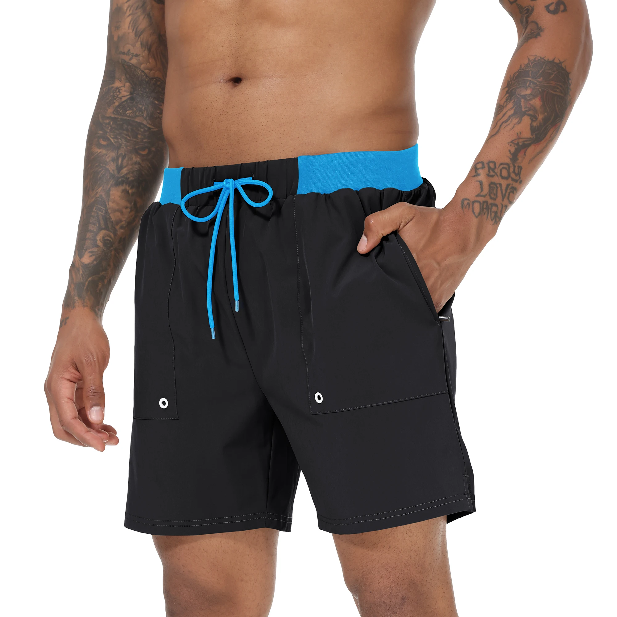 Tyhengta costume da bagno da uomo Quick Dry Swimwear pantaloncini da Surf con tasche con cerniera e fodera in rete