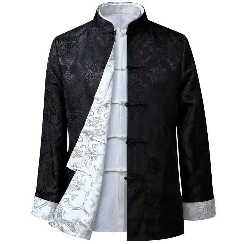 Chinese Stijl Nieuwe Draak Jaar Shirt Kung Fu Jassen Tang Jasje Traditionele Chinese Kleding Jassen Hanfu Herenkleding