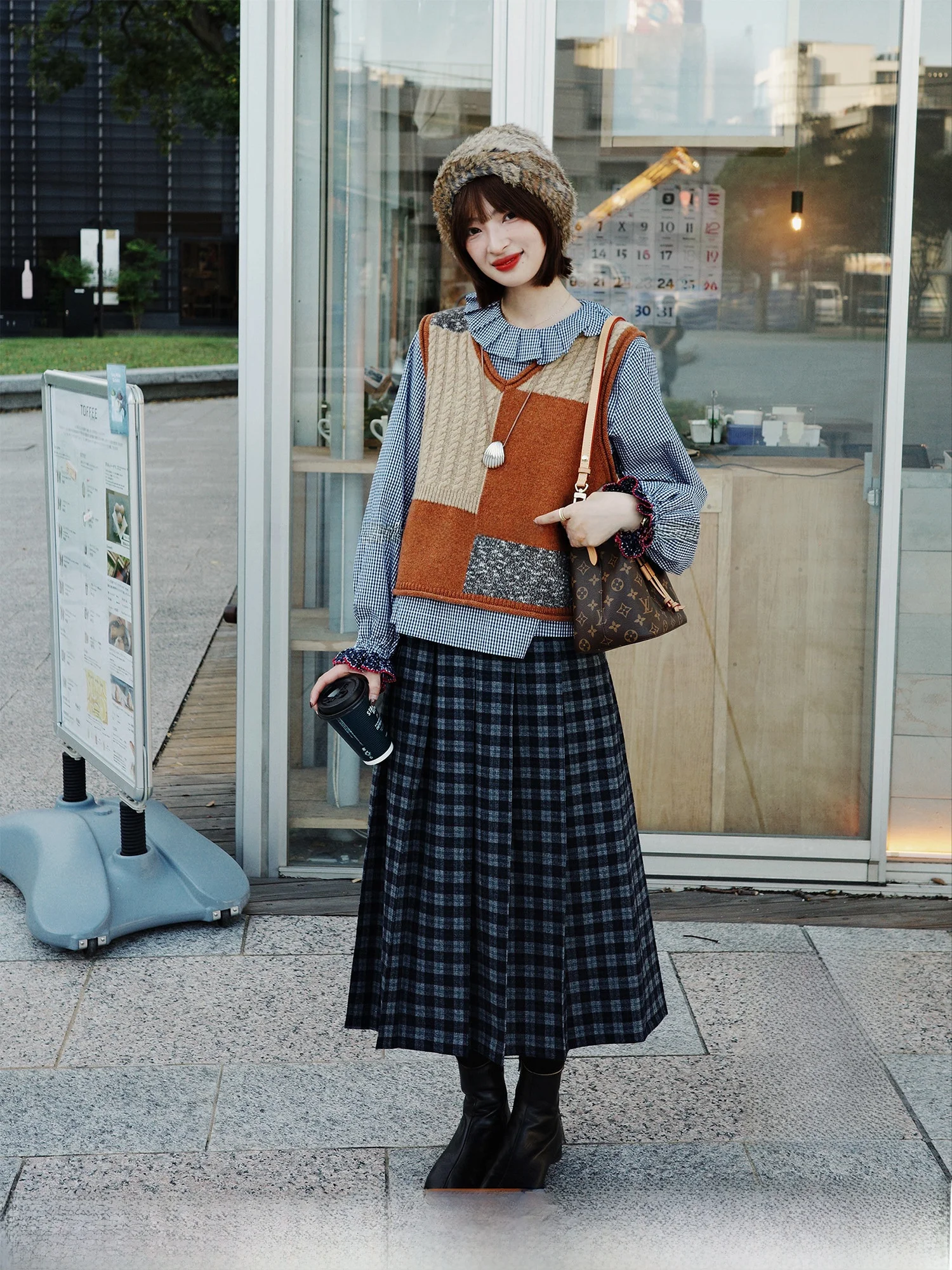 

Шерстяная плиссированная юбка А-силуэта Eaton School в клетку, в стиле ретро, для мастерской, теплая, повседневная, с высокой талией, молодежная, модная, зимняя коллекция