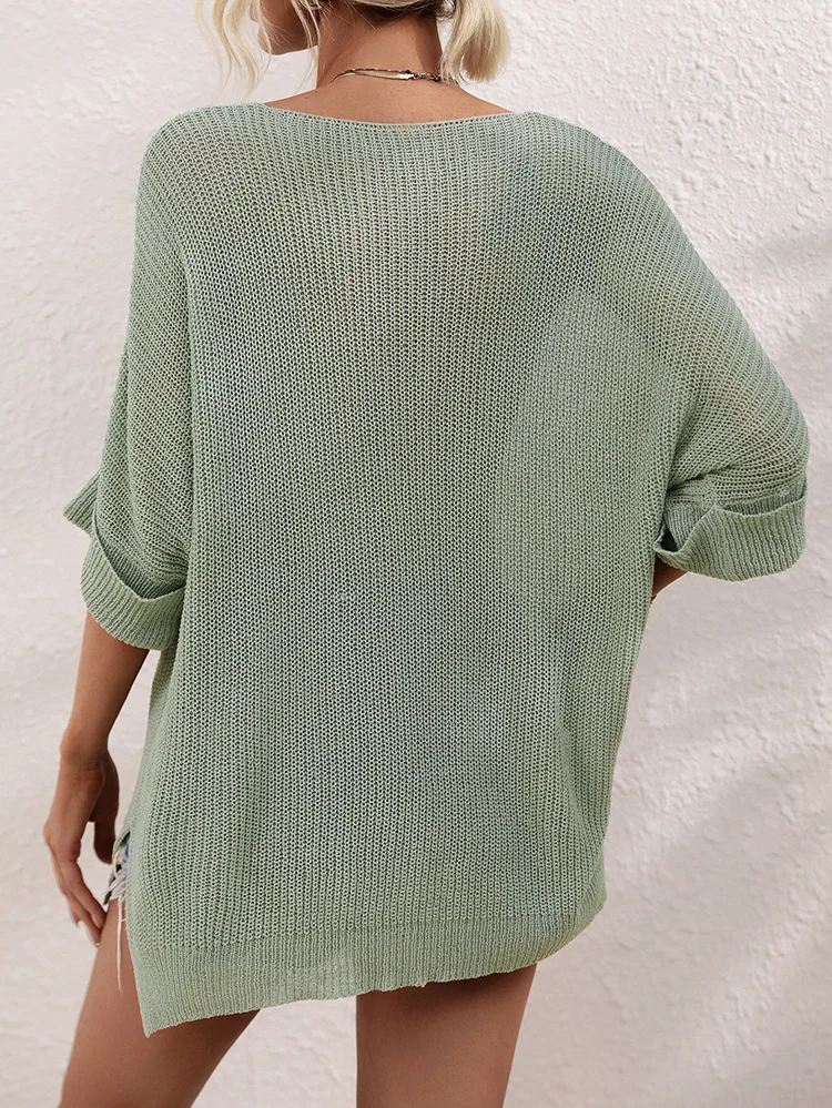 Korean Style Knitwear Sweater Women 2024 Summer Autumn Oversize Solid Short Sleeve Knit Pullovers Fashion Streetwear Knitted Top