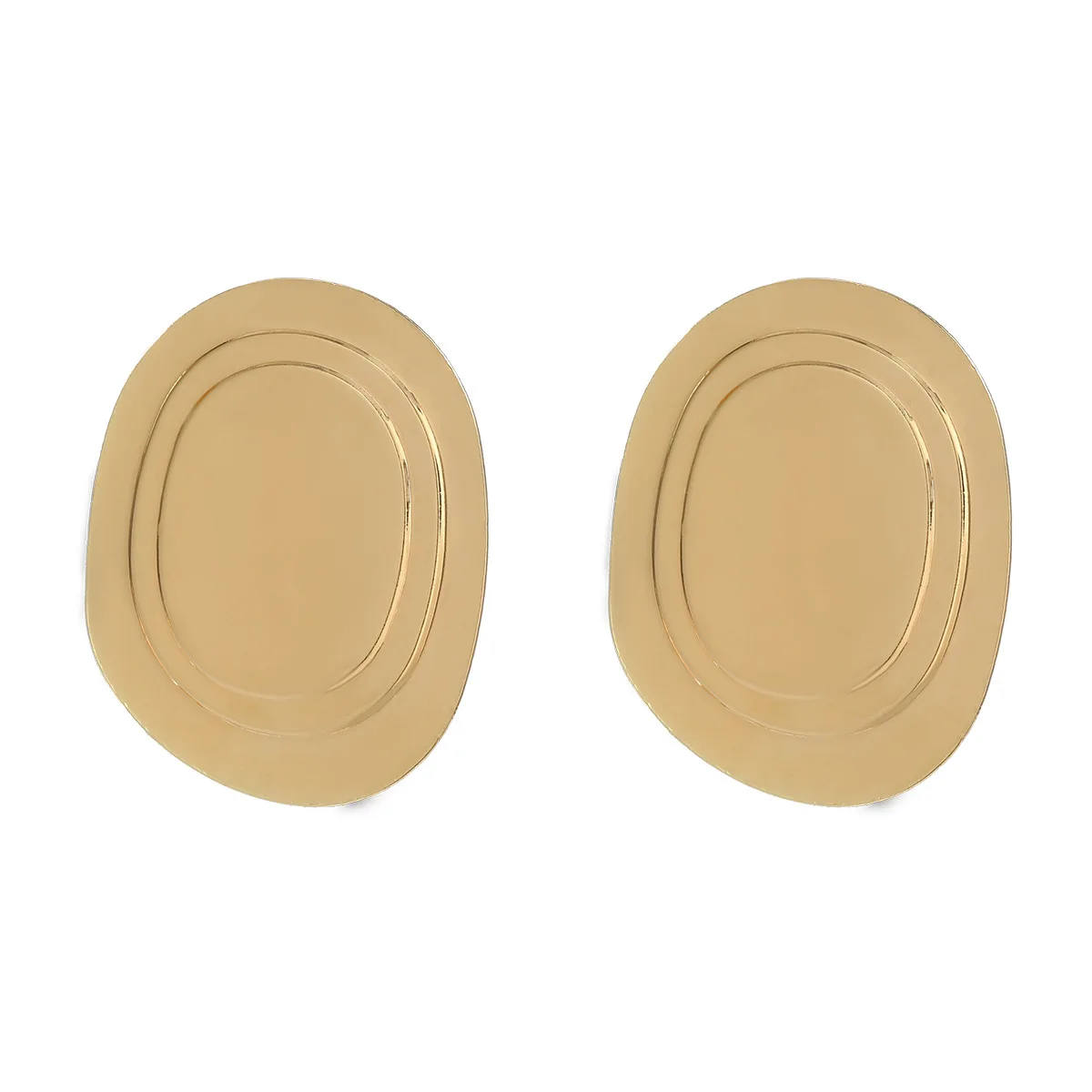 2025 New Trend Abstract Flat Oval Metal Earrings Women Fashion Asymmetric Irregular Geometric Statement Punk Large Earrings