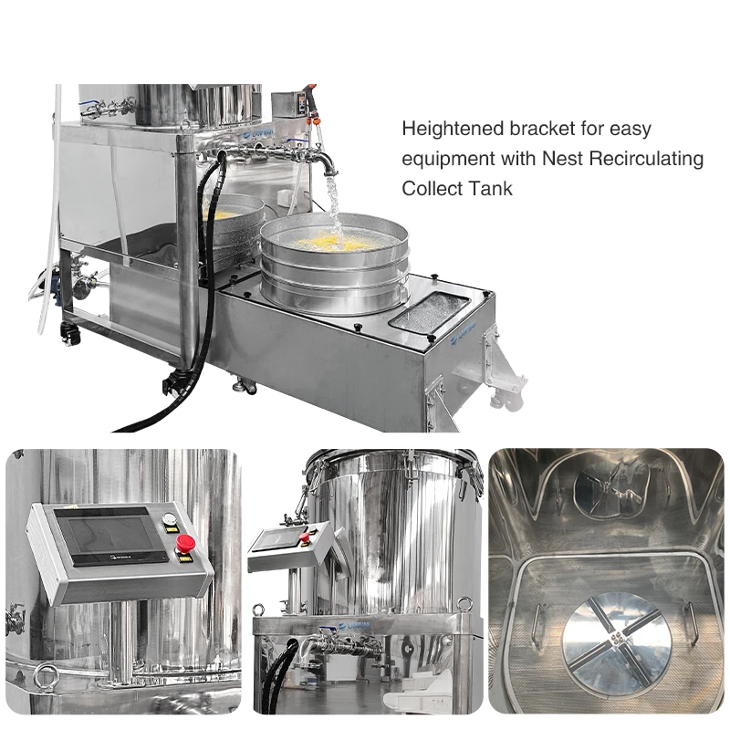 Frequenza di vibrazione regolabile/dimensioni dello schermo Macchina per l'estrazione del separatore senza solventi dell'acqua ghiacciata completamente in acciaio inossidabile da 50 galli 75 gal