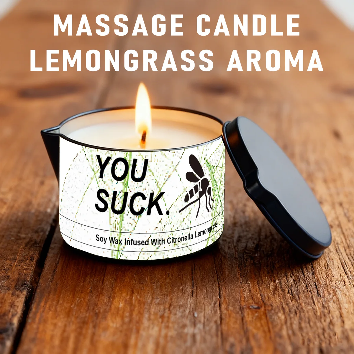 1 bougie parfumée à la citronnelle, bougie à l'huile de massage, bougie d'aromathérapie de luxe, bougie SPA pour soulager le stress et hydrater la peau