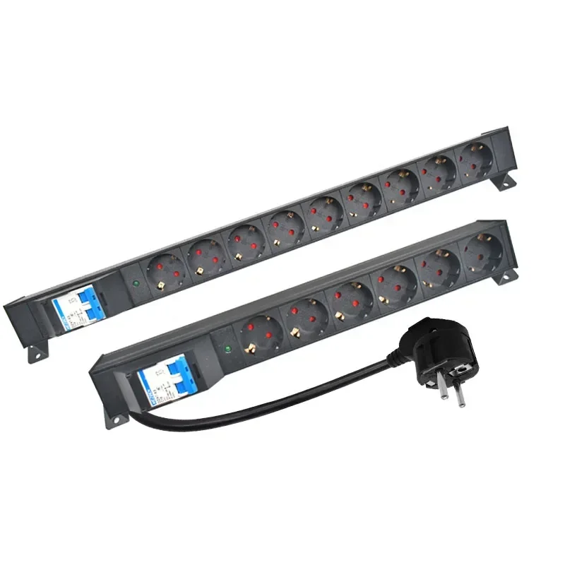 Tiras de alimentación PDU, enchufe de Metal para encimera de escritorio de oficina, salida 1-9AC, fila de muebles, enchufe eléctrico, enchufe europeo, interruptor de aire de 16A y 4000W