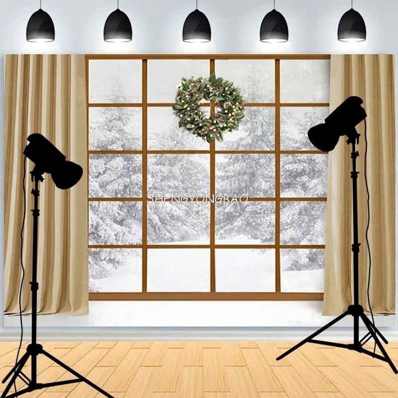 

Digital Printed Christmas Day Snowman Photography Backdrop Props Family Birthday Party Candy New Year Photo Background SS-04