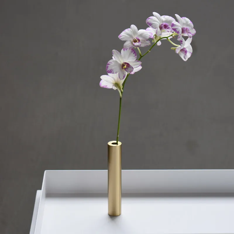 Nordic Industrial Style Brass Simple Modern Vase Dried Flowers Fresh Flowers Small Flower Bottles Home Decoration Ornaments