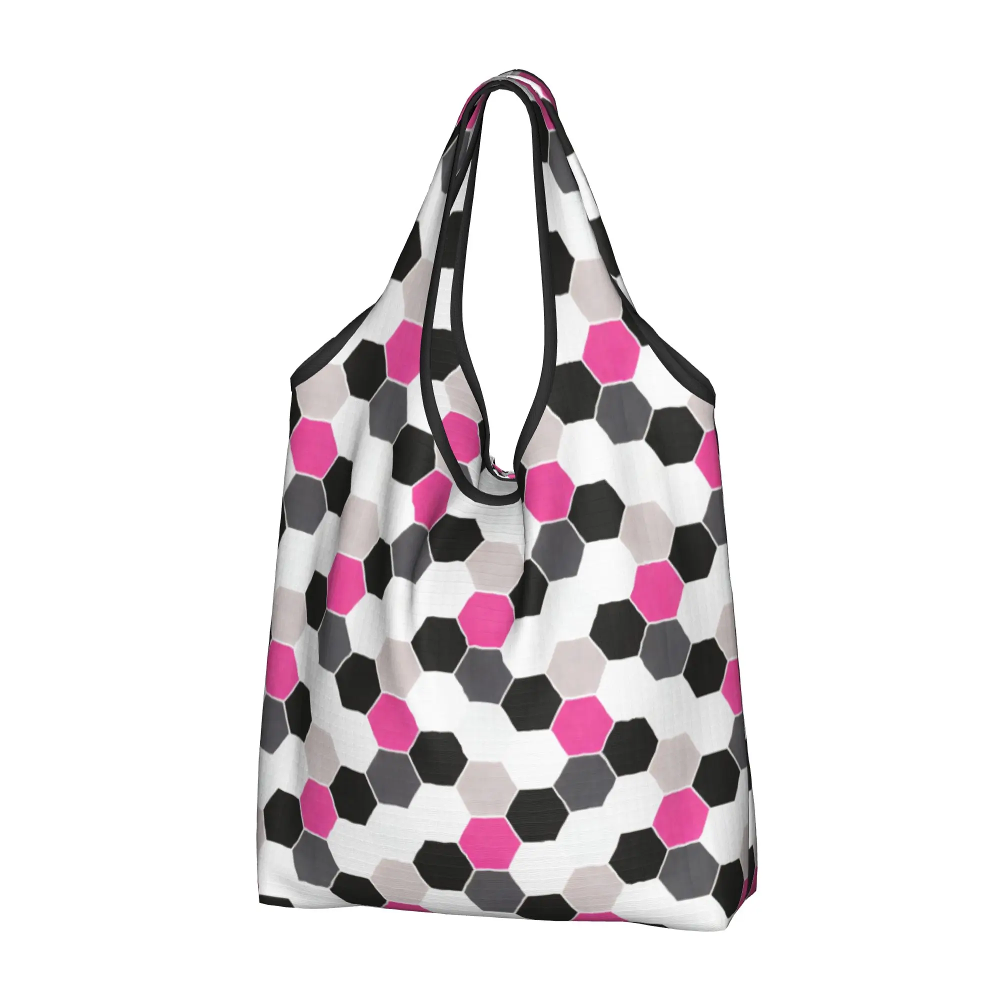 Hexagonal Geometric Honeycomb  Grocery Shopping Tote Bags Women Kawaii Colorful Shopper Shoulder Bags Big Capacity Handbag