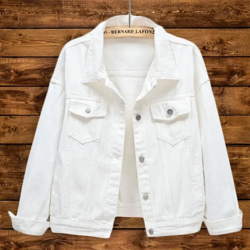 

White denim jackets for women New outerwear Korean casual loose outerwears spring autumn short top long sleeved Women's jacket