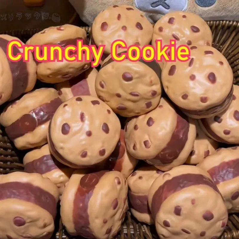 Crunchy Chocolate Cookie Squishy Stress Ball Squeeze Toy Round Blocks Filled ASMR Anti Stress Release Hand Relax Gift Toy