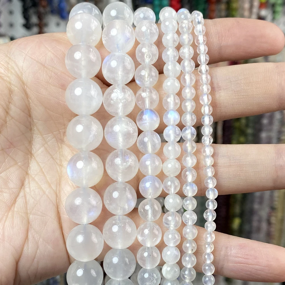 Natural Moonstone Beads Loose Spacer Beads For Jewelry Making DIY Bracelet Handmade 4/6/8/10/12mm