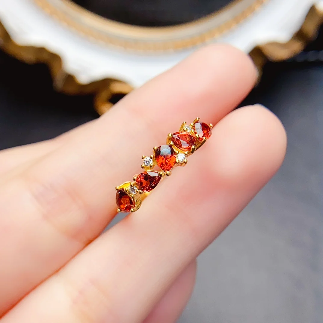 Fashion Natural Garnet Ring S925 Sterling Silver Settings 3*4mm Stone Fine Charm Wedding Jewelry for Woman With Certificate FS