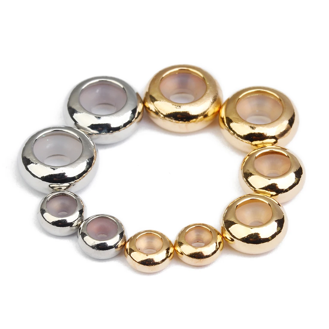 20pcs 4/5/6/7/8/10mm Copper Adjustment Beads with Silicone Ring Stopper Spacer Beads for Jewelry Making DIY Bracelet Supplies