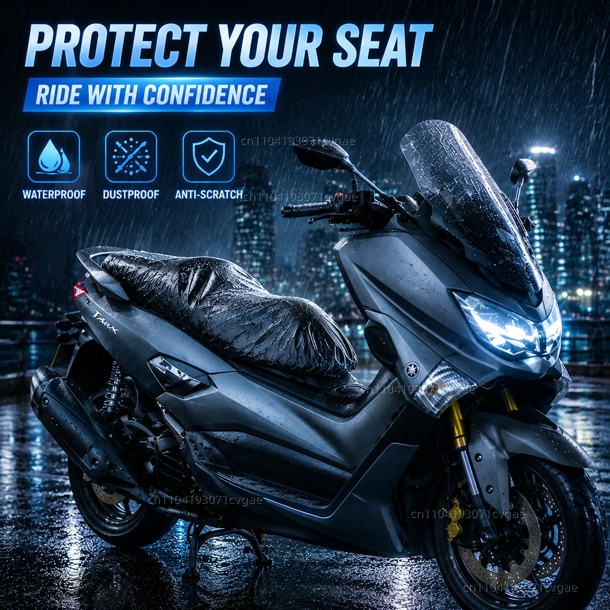 Für YAMAHA XMAX300 XMAX400 XMAX X-MAX XMAX 125 XMAX250 XMAX 300 400 Motorrad Regen-Sitzbezug Wasserdichter Sattelbezug Schwarz 210 – Detail 3