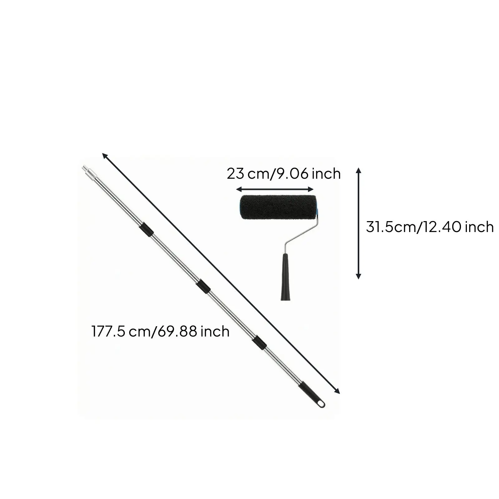 Professional Painting Roller Kit with Threaded Base and Long Reach Handle for Ceiling Decoration