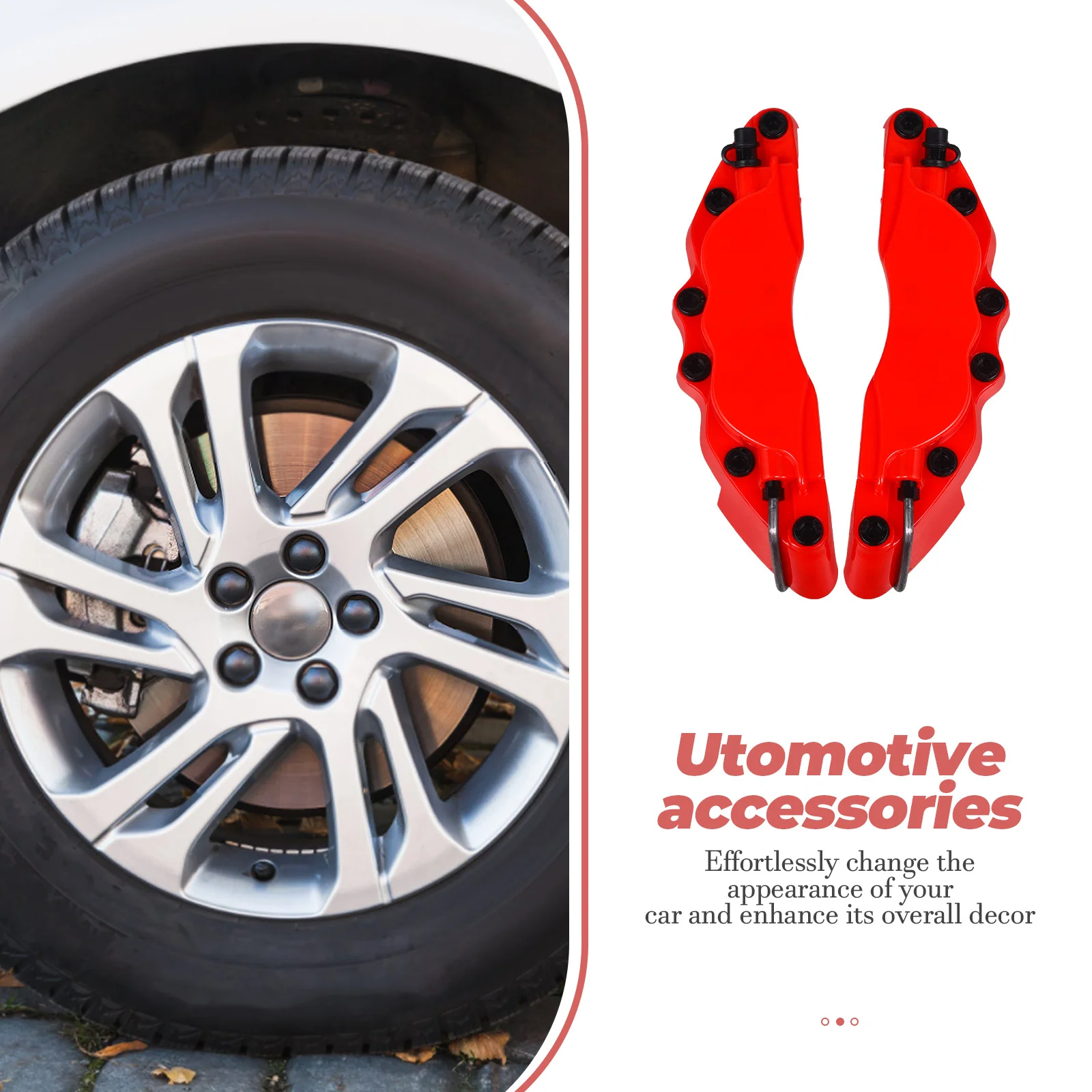 

1 Pair Brake Caliper Covers Car Decorative Abs Durable Easy Install Wheel Hub Enhancement Rear Automotive Accessories For Most