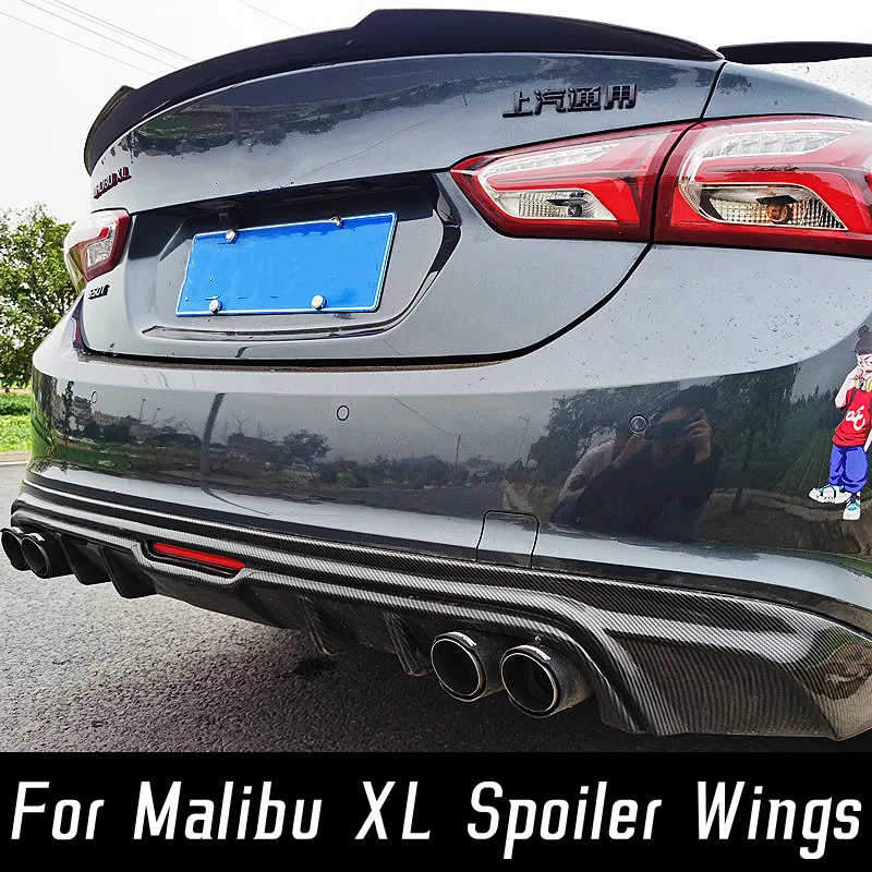 

For Chevrolet Malibu XL 2016-2022 Rear Trunk Lid Boot Ducktail Lip Spoiler Wings Black White Carbon Printing Exterior Accessorie