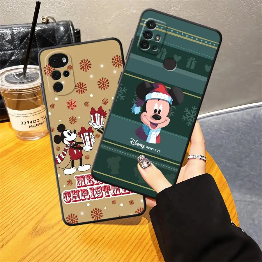 Christmas Mickey Minnie Fummy Cute Soft Back Phone Cover Case for Moto Edge 20 30 X30 Pro S30 Pro