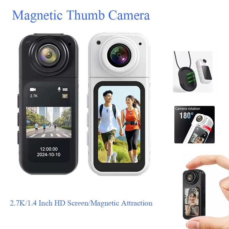 Thumb Camera 1.47 Inch Display 2.7K HD 180° Rotate WIFI Sport DV Cycling Recorder Magnetic attraction Outdoor Action Camera