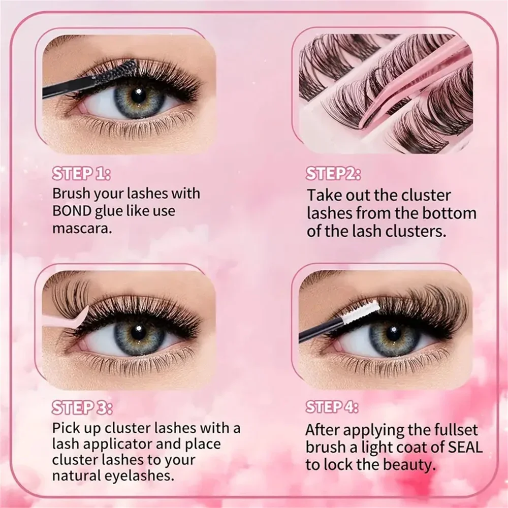 200 pieces of single cluster false eyelash set , faux mink fur eyelashes, fluffy and natural, mixed length 10-16mm