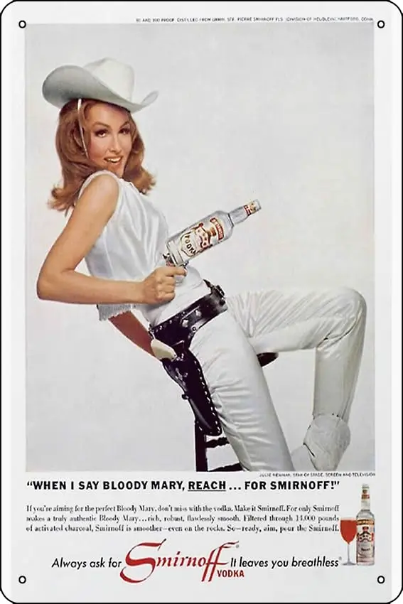 Vodka Martini - Julie Newmar Cowgirl Poster Poster Metal Tin Sign Fun Home Art Wall Decor 8x12 Inch