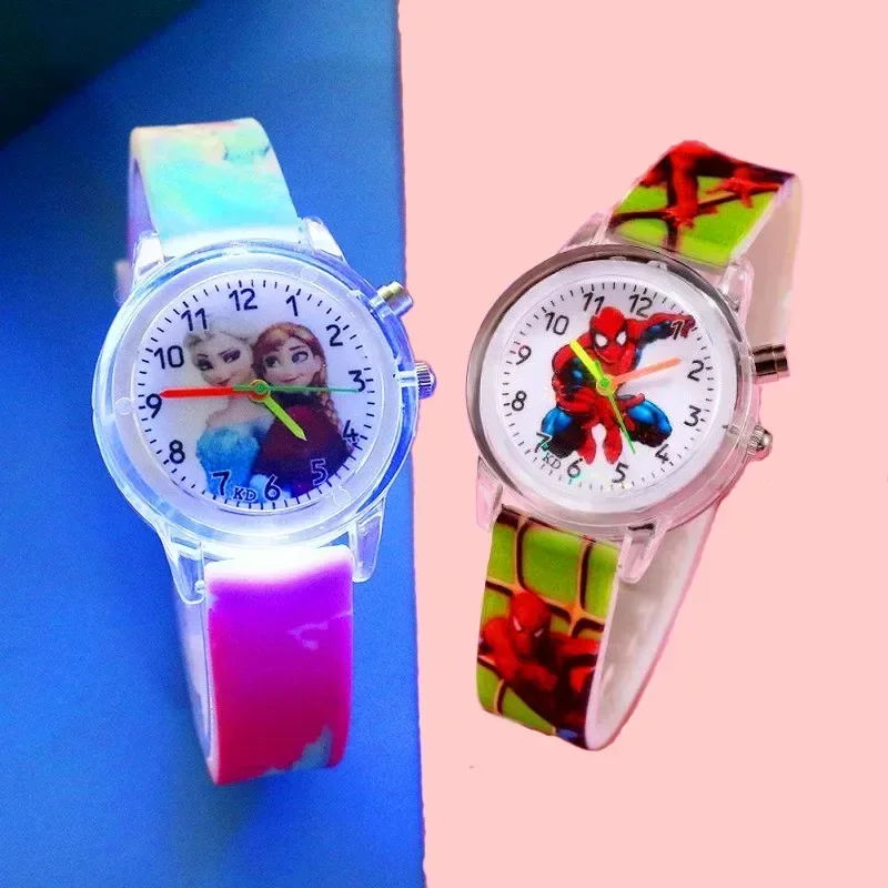 

Disney Princess Elsa Kids Watches Girls Silicone Strap Cartoon Spiderman Children Wrist Watch Clock