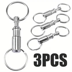 3pcs Quick disassembly keyring detachable double ring keychain hanging button female keyring