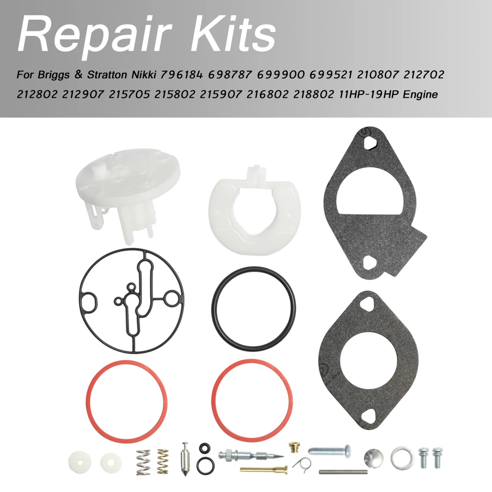 For Briggs & Stratton Nikki 796184 698787 699900 699521 210807 212702 212802 212907 11HP-19HP Engine Carburetor Repair Kits