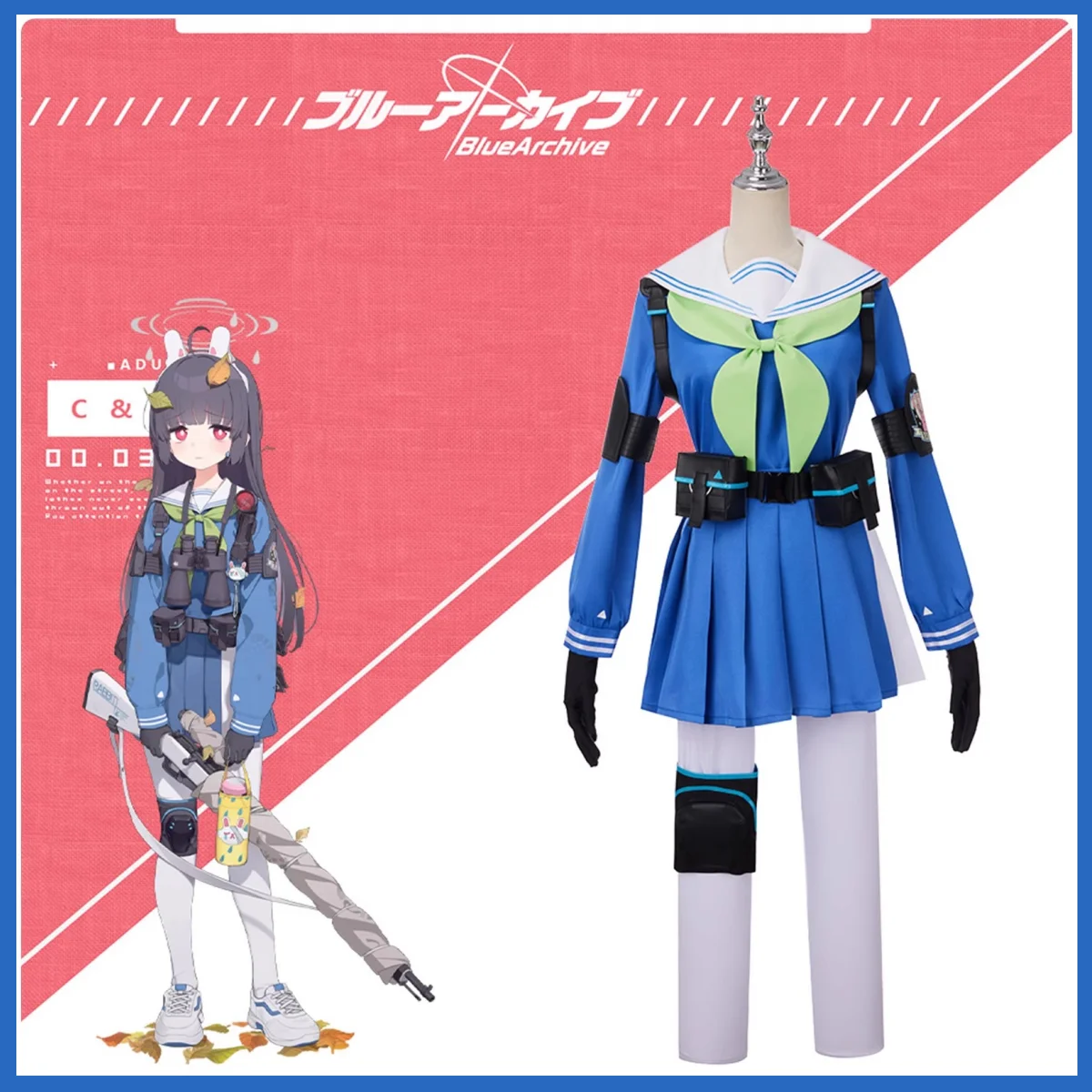 Anime Game Blue Archive Kasumisawa Miyu Cosplay Costume RABBIT4 Wig Blue JK Uniform Accessories Woman Lovely Campus Sailor Suit