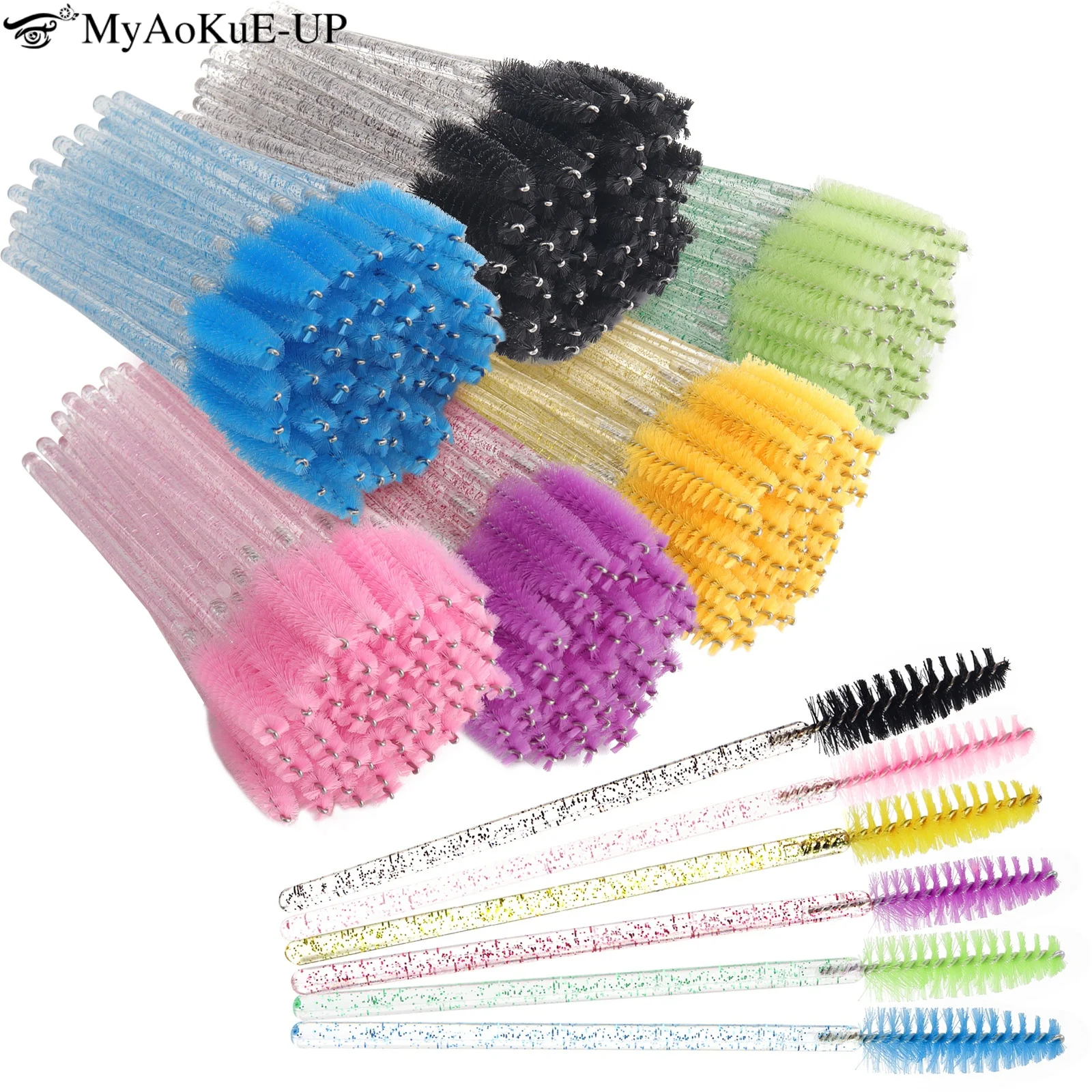 100/200 Stuks Wegwerp Kristal Wimperborstel Lash Extension Make-Up Kwasten Wenkbrauw Kam Mascara Applicator Microbrush Beauty Tool