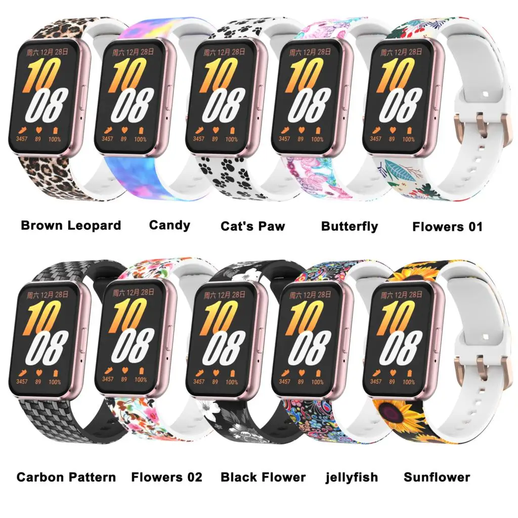 Printed Pattern Band for Samsung Galaxy Fit 3 Strap Rubber Bracelet Correa Floral Silicone SportBand Samsung Galaxy Fit3 Band
