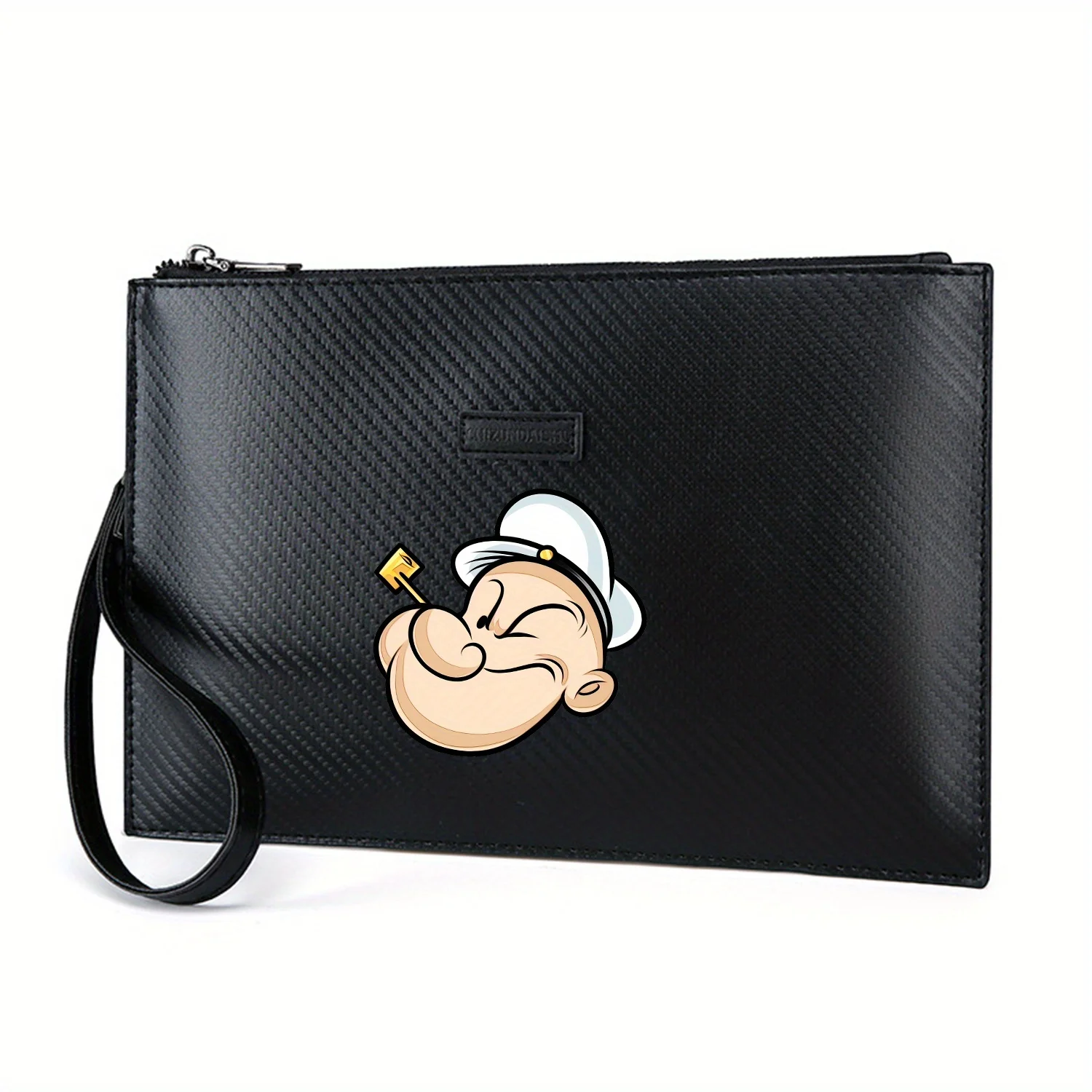 وجه بحار مع الأنابيب والقبعة. حقيبة يد رجالية أنيقة مطبوعة من البولي يوريثان عصرية وعملية للحمل اليومي