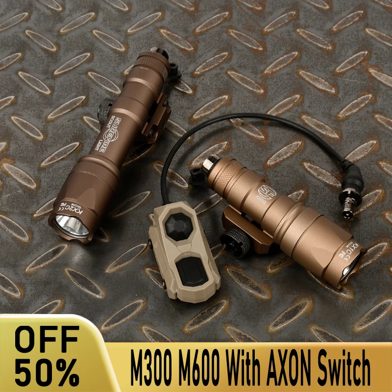

Tactical Airsoft WADSN SF LOGO Light M300 M600 Flashlight With AXON Dual Function Remote Pressure Switch Fit 20mm Rail Hunting