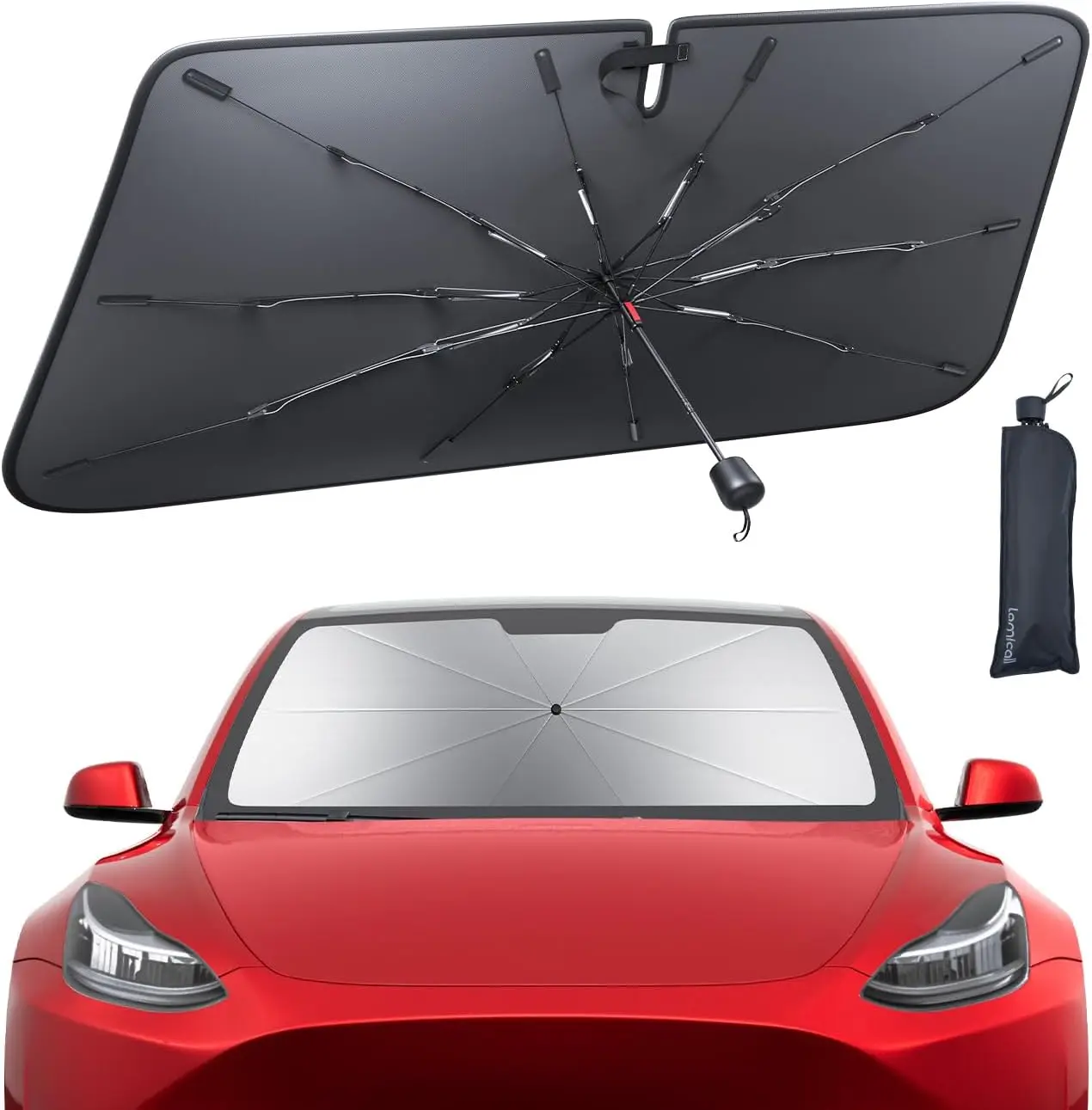 

Солнцезащитный экран для лобового стекла Tesla Model 3/Y - 2026, складной, 5-слойный, с защитой от УФ-излучения