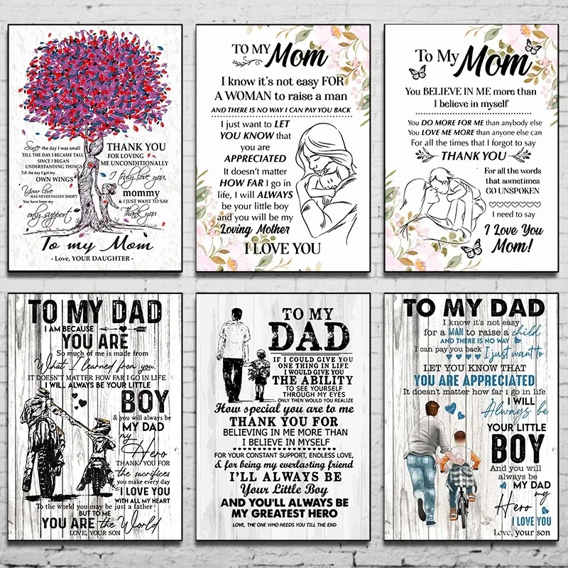 Современный стиль, печать на холсте, постер с изображением родителей и детей, тема любви, без рамы, водонепроницаемые чернила