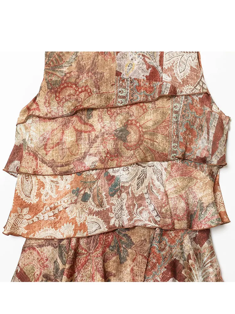 Mulheres chiques vestidos de moda 2025 verão outono novas mulheres elegante rugas em camadas saia mulher sem mangas o-pescoço vestidos de festa