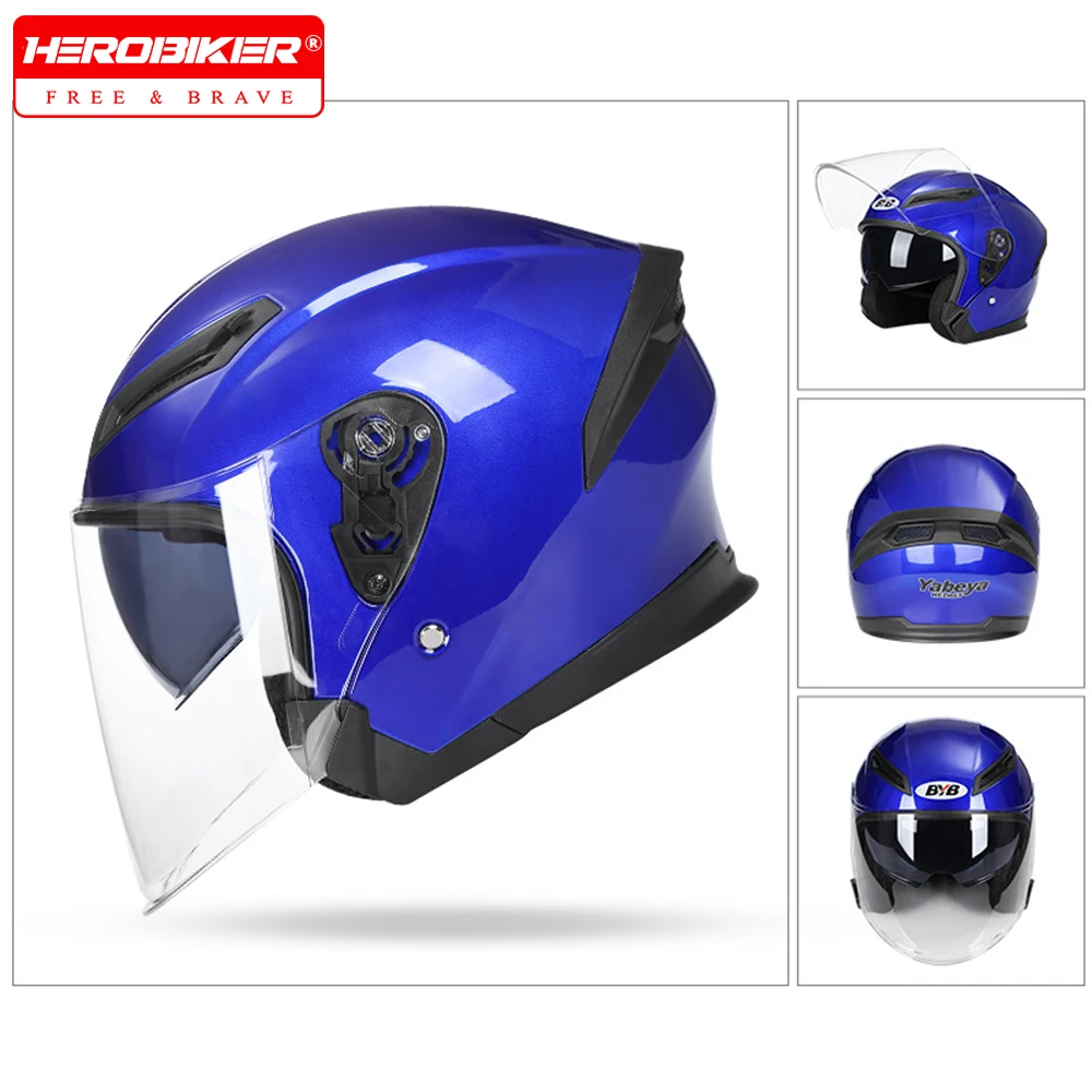 

ABS Motorcycle Helmet 3/4 Open Face Helmet Dual Visor Four Seasons Universal Motorbike Helmet DOT Approved Casco Moto Safety Cap