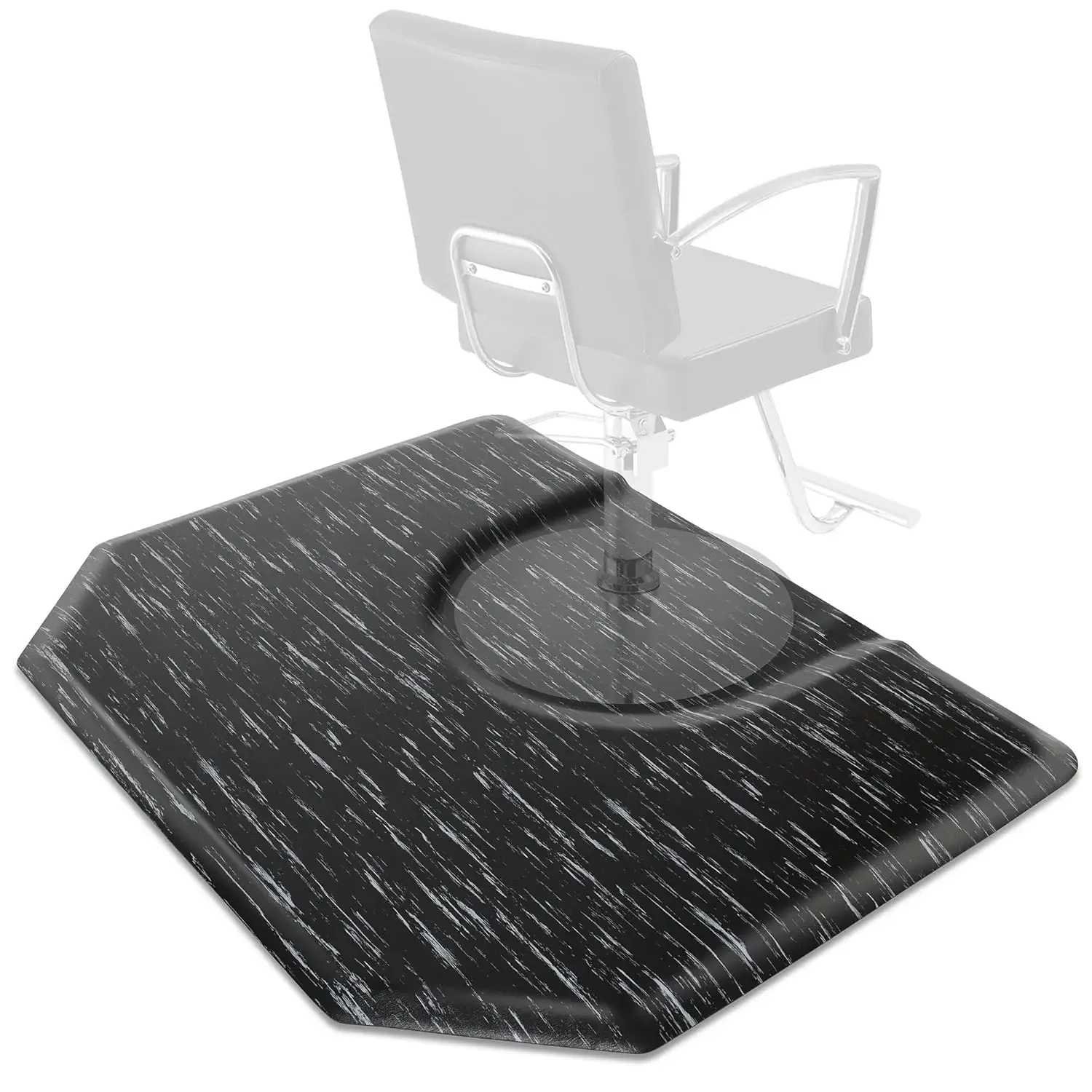 5 ft. x 4 ft. Salon & Barber Shop Chair Anti-Fatigue Mat - Marble Hexagon - 7/8 in. Thick