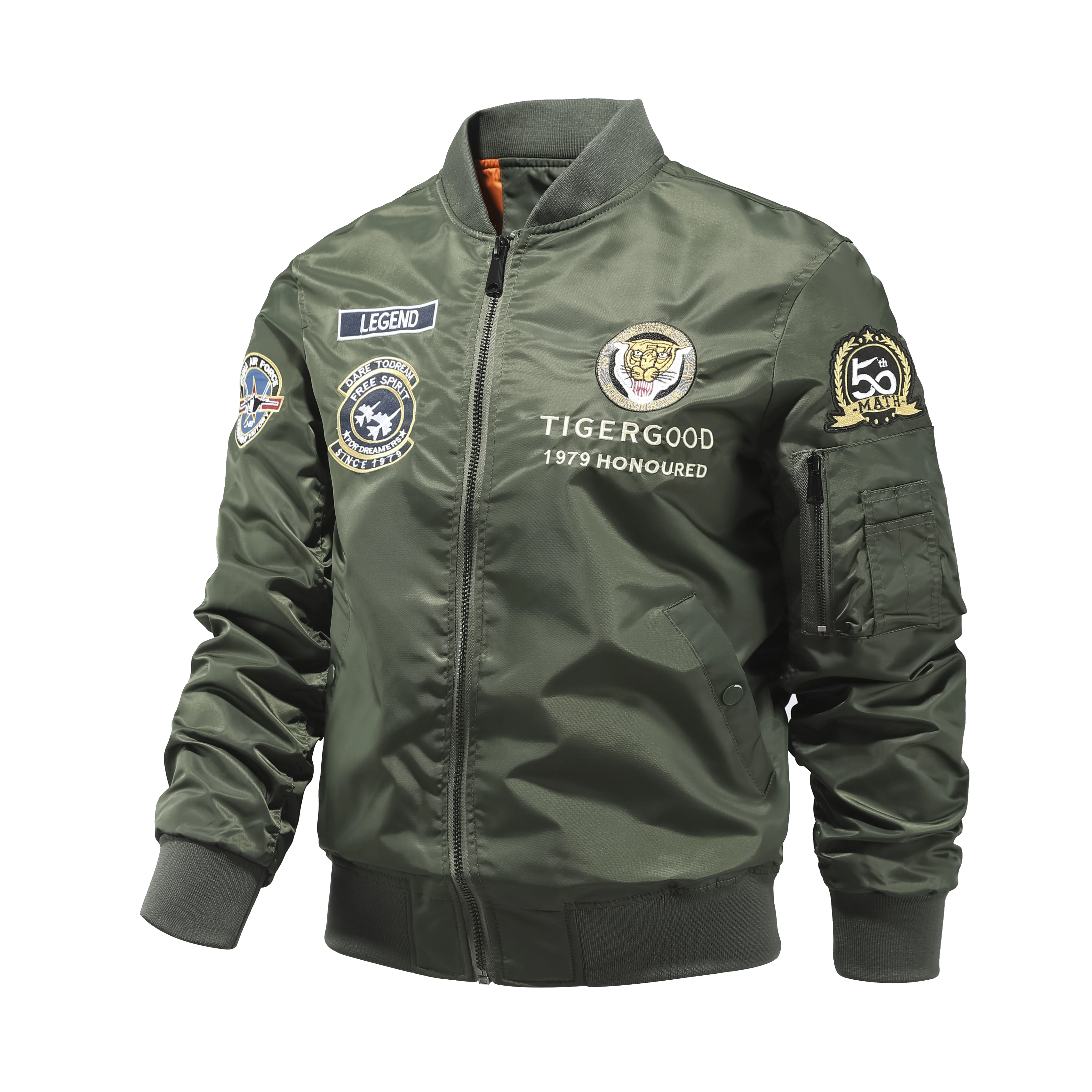 Chaqueta de piloto MA1 para hombre, traje de trabajo con cuello de béisbol bordado informal, holgado, americano, primavera y otoño