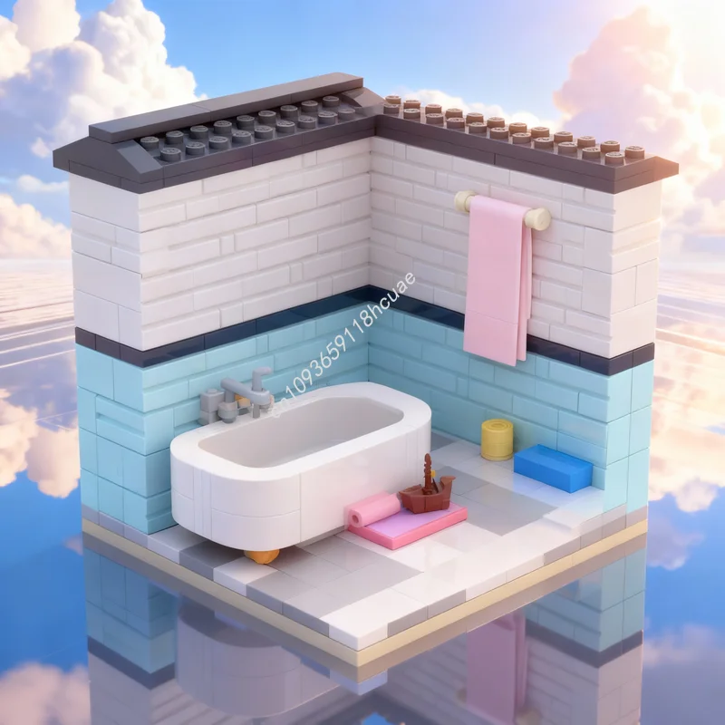 

343pcs MOC Bath Time Fun City Model Building Blocks Architecture Assemble DIY Christmas Gifts Toys Education Brick Idea Creative