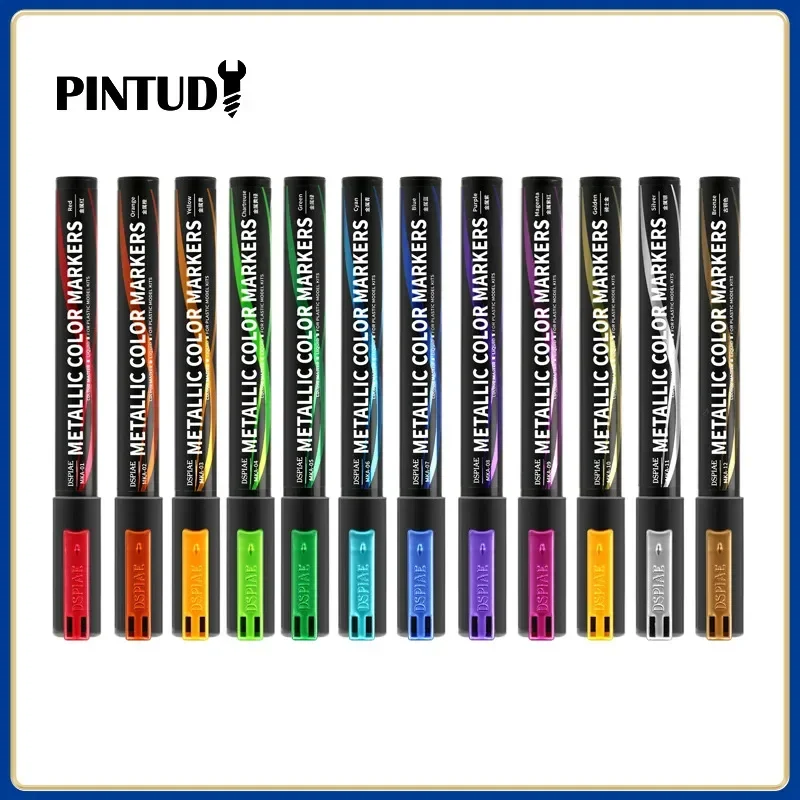 DSPIAE MKA 12 Kleuren Super Metallic Marker Brush Pen Milieuvriendelijke Waterbasis Zachte Kop Rood Blauw Groen Glod 12 stks/set