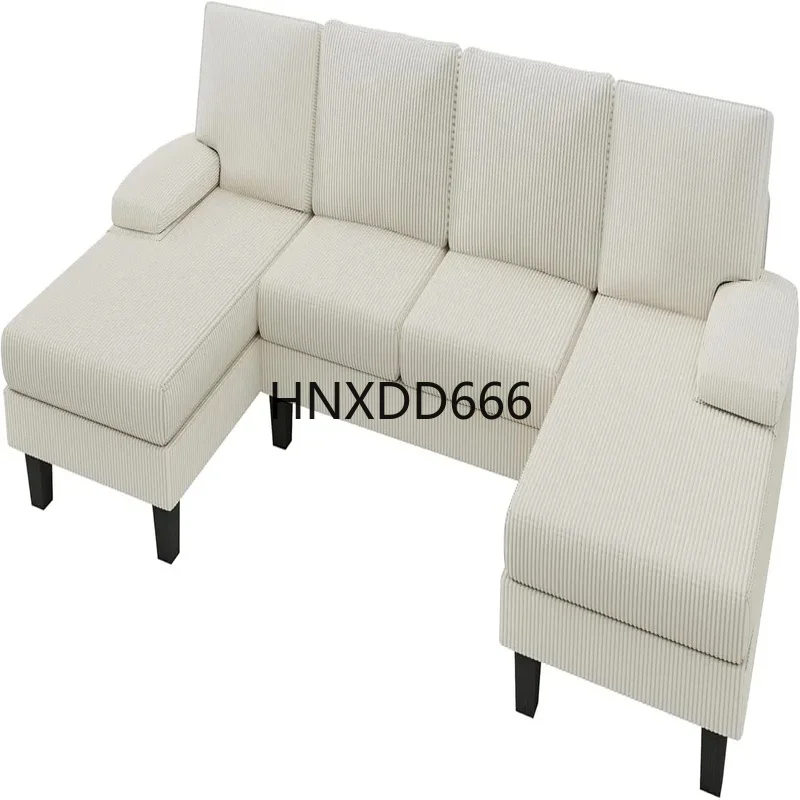 

110” Corduroy Sectional Comfy Couches for Living Room, Modern and Fluffy Removable Deep Back Seat Cushions, 4 Seater