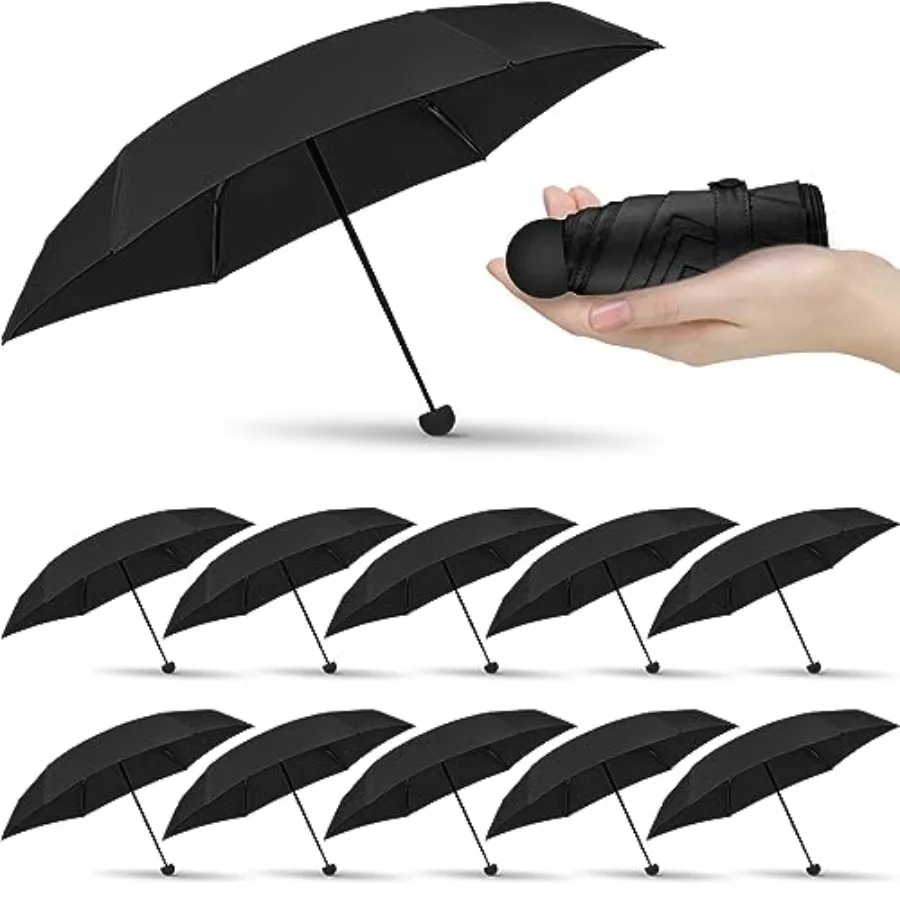 

Sweetude 12 Pcs Travel Mini Umbrellas for Purse Bulk Folding Compact Lightweight Windproof UV Pocket Collapsible Umbrella for B