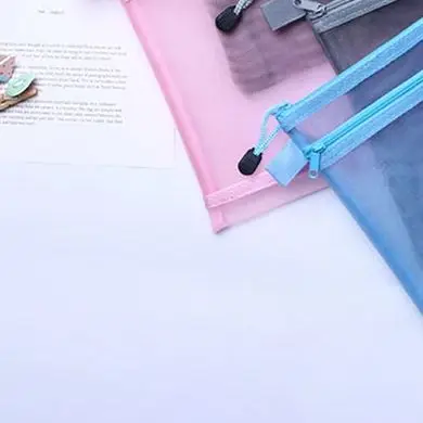 

A4 A5 A6 Portable Double-layer Mesh Zipper File Bag Transparent Student Test Paper Data Storage Bag Office Files Stationery