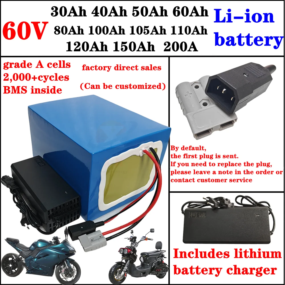 17S 60V 100Ah 200Ah 80Ah 60Ah 50Ah 40Ah 30Ah 120ah 150ah Li ion battery for Two Three wheeled vehicles machinery Solar Golf Cart