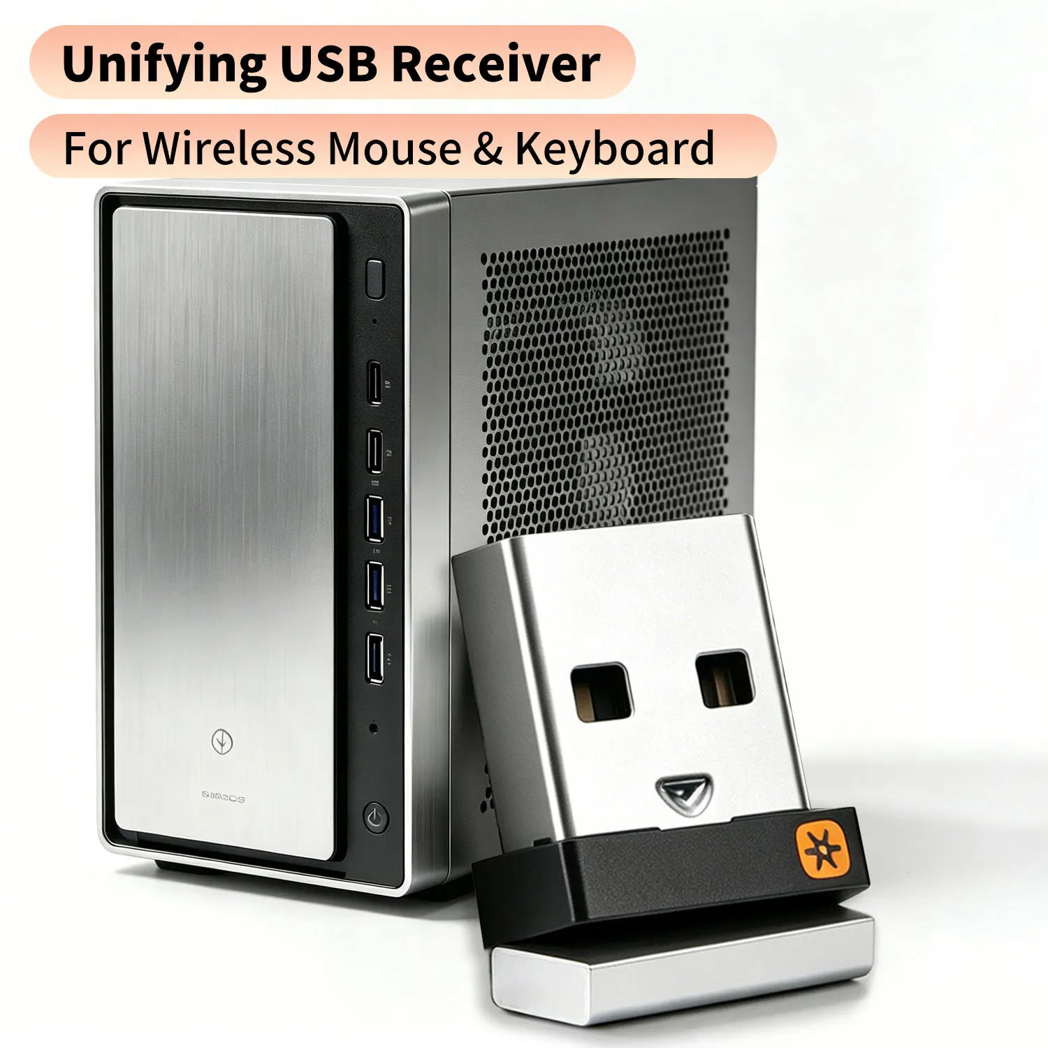Receptor USB sem fio universal de 2,4 GHz para mouse e teclado Logitech Unifying, plug and play, suporta 6 dispositivos adaptadores USB.