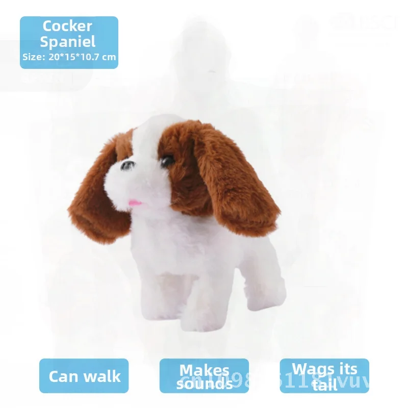 Elektrisch pluche hondenspeelgoed voor kinderen - wandelingen blaffen en wags staart realistische huisdiersimulatie groot formaat pluche puppy voor kinderen
